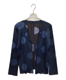 PLEATS PLEASE（プリーツプリーズ）の古着「薄手カーディガン」｜ブラック×ネイビー