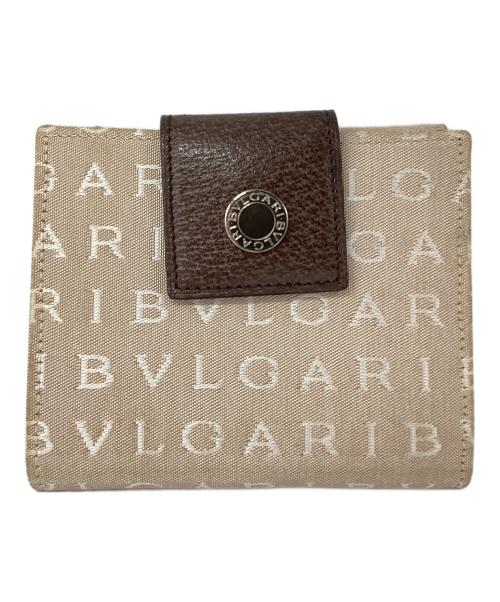 BVLGARI（ブルガリ）BVLGARI (ブルガリ) ロゴマニア　2つ折り財布 ベージュの古着・服飾アイテム