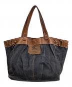BURBERRY BLUE LABELバーバリー ブルー レーベル）の古着「デニムトートバッグ」｜ブラウン×インディゴ