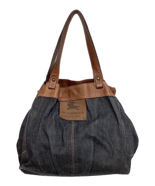 BURBERRY BLUE LABEL（バーバリー ブルー レーベル）BURBERRY BLUE LABEL (バーバリー ブルー レーベル) デニムトートバッグ ブラウン×インディゴの古着・服飾アイテム