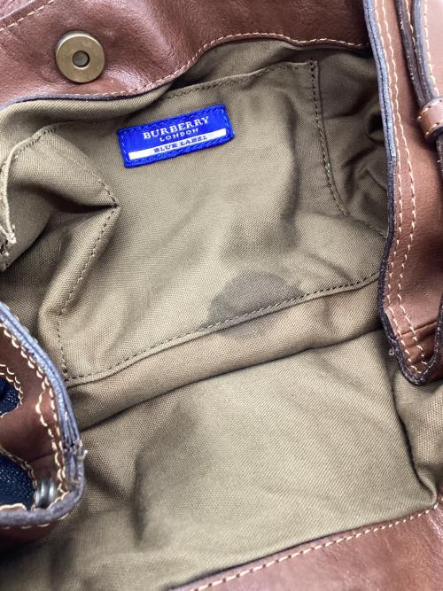 BURBERRY BLUE LABEL（バーバリー ブルー レーベル）BURBERRY BLUE LABEL (バーバリー ブルー レーベル) デニムトートバッグ ブラウン×インディゴの古着・服飾アイテム