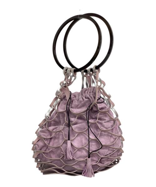 Salvatore Ferragamo（サルヴァトーレ フェラガモ）Salvatore Ferragamo (サルヴァトーレ フェラガモ) プラハンドルハンドバッグ シルバー×ラベンダーの古着・服飾アイテム