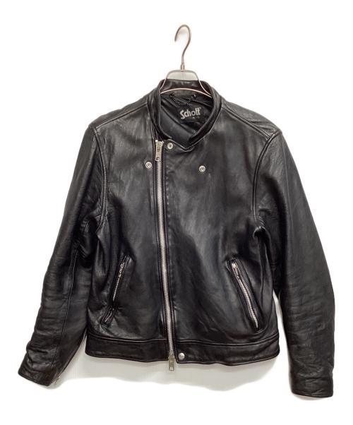 Schott（ショット）Schott (ショット) FREAK'S STORE (フリークスストア) 別注セミダブル ライダースジャケット ブラック サイズ:Ｍの古着・服飾アイテム