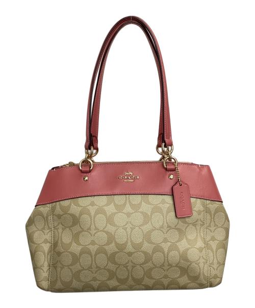 COACH（コーチ）COACH (コーチ) トートバッグ ベージュ×ピンクの古着・服飾アイテム