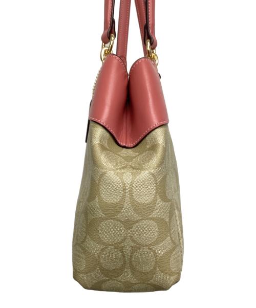 COACH（コーチ）COACH (コーチ) トートバッグ ベージュ×ピンクの古着・服飾アイテム