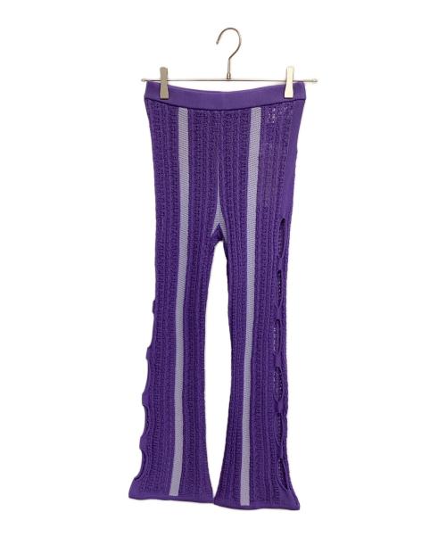 LEINWANDE（ラインヴァンド）LEINWANDE (ラインヴァンド) ニットパンツ パープル×グレー サイズ:Free 未使用品の古着・服飾アイテム