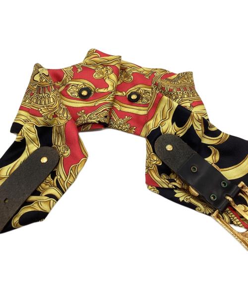 GIANNI VERSACE（ジャンニ・ヴェルサーチ）GIANNI VERSACE (ジャンニ・ヴェルサーチ) メドゥーサベルトスカーフ レッド×ブラックの古着・服飾アイテム