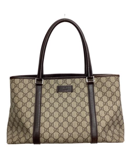 GUCCI（グッチ）GUCCI (グッチ) トートバッグ GGスプリーム ベージュ×ブラウンの古着・服飾アイテム