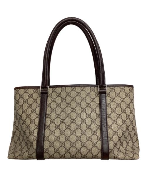 GUCCI（グッチ）GUCCI (グッチ) トートバッグ GGスプリーム ベージュ×ブラウンの古着・服飾アイテム