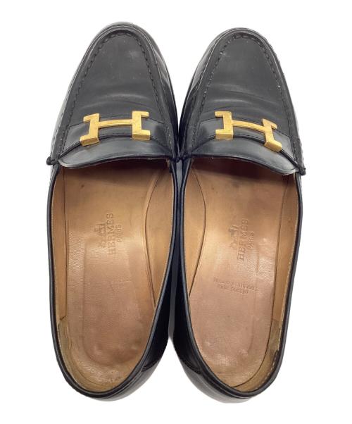 HERMES（エルメス）HERMES (エルメス) ローファー ブラック サイズ:37 1/2の古着・服飾アイテム