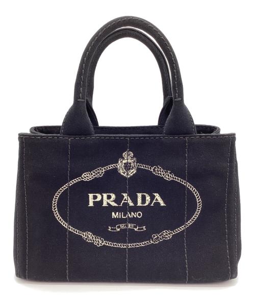 PRADA（プラダ）PRADA (プラダ) 2WAYバッグ カナパ ブラック×ゴールドの古着・服飾アイテム