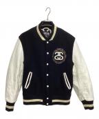 stussy×ROC STARステューシー×ロックスター）の古着「スタジャン」｜ブラック×ホワイト