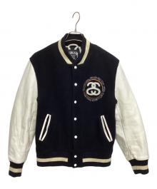 stussy×ROC STAR（ステューシー×ロックスター）の古着「スタジャン」｜ブラック×ホワイト