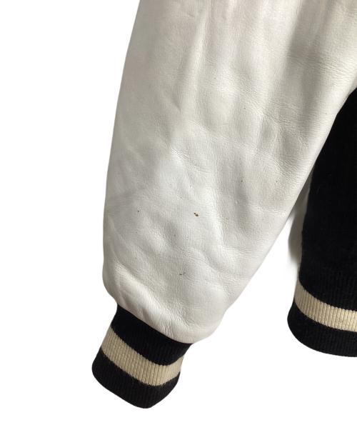 stussy（ステューシー）stussy (ステューシー) ROC STAR (ロックスター) スタジャン ブラック×ホワイト サイズ:Ｌの古着・服飾アイテム