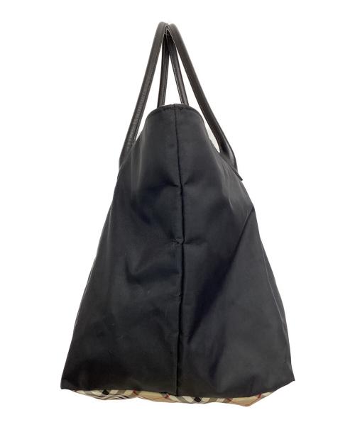 BURBERRY BLUE LABEL（バーバリー ブルー レーベル）BURBERRY BLUE LABEL (バーバリー ブルー レーベル) ナイロントートバッグ ブラック×ベージュの古着・服飾アイテム
