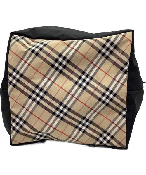 BURBERRY BLUE LABEL（バーバリー ブルー レーベル）BURBERRY BLUE LABEL (バーバリー ブルー レーベル) ナイロントートバッグ ブラック×ベージュの古着・服飾アイテム