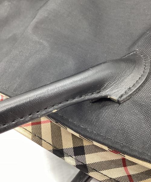 BURBERRY BLUE LABEL（バーバリー ブルー レーベル）BURBERRY BLUE LABEL (バーバリー ブルー レーベル) ナイロントートバッグ ブラック×ベージュの古着・服飾アイテム