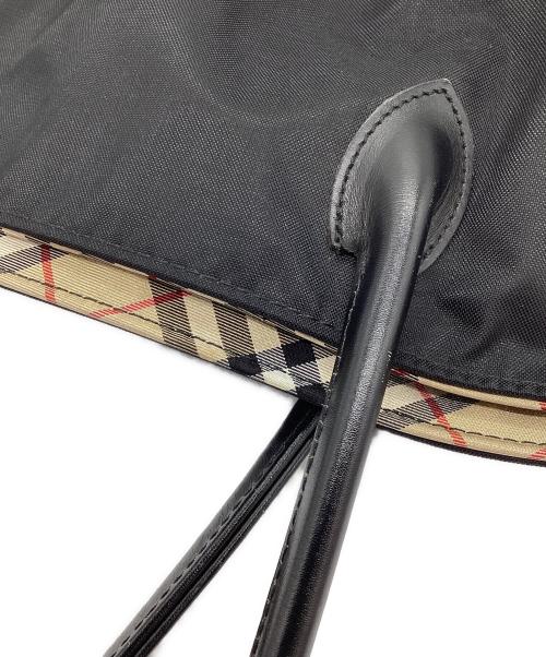 BURBERRY BLUE LABEL（バーバリー ブルー レーベル）BURBERRY BLUE LABEL (バーバリー ブルー レーベル) ナイロントートバッグ ブラック×ベージュの古着・服飾アイテム