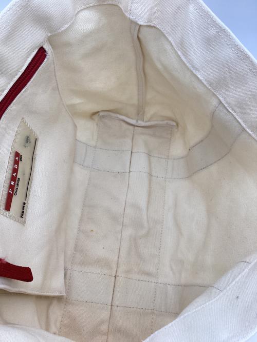 PRADA SPORTS（プラダスポーツ）PRADA SPORTS (プラダスポーツ) キャンバストートバッグ ベージュ×レッドの古着・服飾アイテム