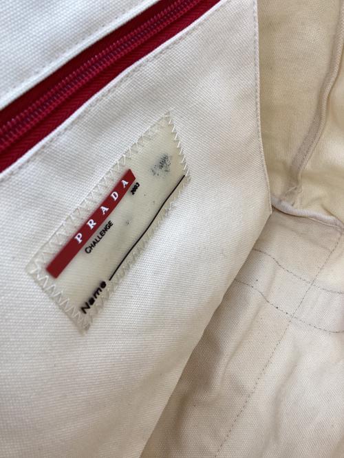 PRADA SPORTS（プラダスポーツ）PRADA SPORTS (プラダスポーツ) キャンバストートバッグ ベージュ×レッドの古着・服飾アイテム