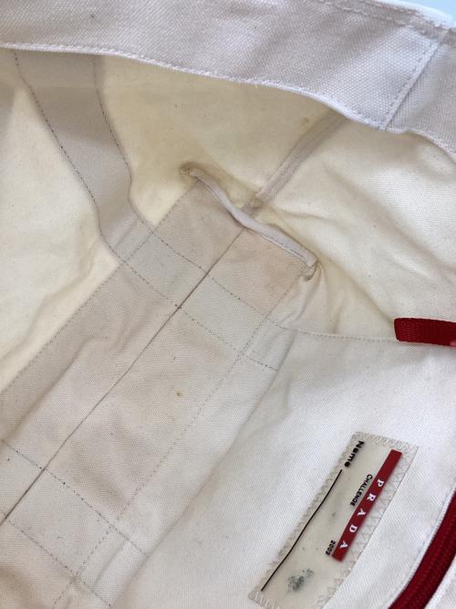 PRADA SPORTS（プラダスポーツ）PRADA SPORTS (プラダスポーツ) キャンバストートバッグ ベージュ×レッドの古着・服飾アイテム