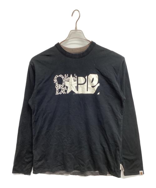 A BATHING APE（アベイシングエイプ）A BATHING APE (アベイシングエイプ) 長袖カットソー ブラック サイズ:記載なしの古着・服飾アイテム