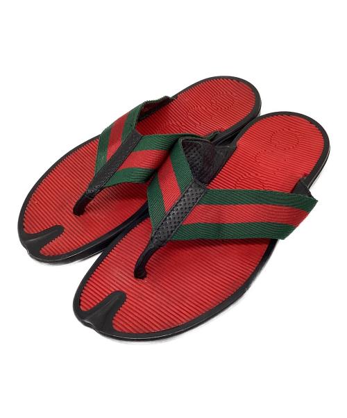 GUCCI（グッチ）GUCCI (グッチ) ビーチサンダル レッド××グリーン×ブラック サイズ:6の古着・服飾アイテム