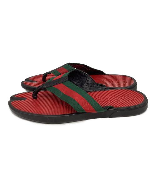 GUCCI（グッチ）GUCCI (グッチ) ビーチサンダル レッド××グリーン×ブラック サイズ:6の古着・服飾アイテム
