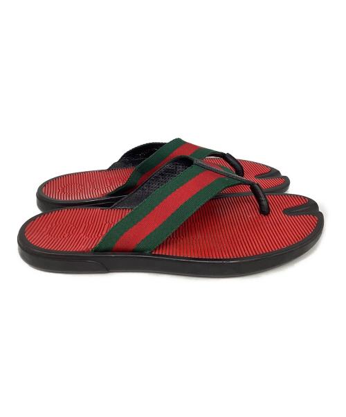 GUCCI（グッチ）GUCCI (グッチ) ビーチサンダル レッド××グリーン×ブラック サイズ:6の古着・服飾アイテム