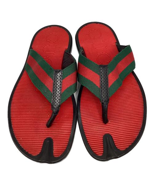 GUCCI（グッチ）GUCCI (グッチ) ビーチサンダル レッド××グリーン×ブラック サイズ:6の古着・服飾アイテム