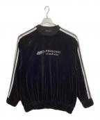 MAISON SPECIALメゾンスペシャル）の古着「スウェット Leather Side Line Velor Sweatshirt」｜ブラック
