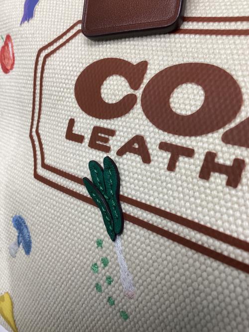 COACH（コーチ）COACH (コーチ) 2WAYバッグ フィールド トート 30 ウィズ ガーデン エンブロイダリー ブラウン×ベージュの古着・服飾アイテム