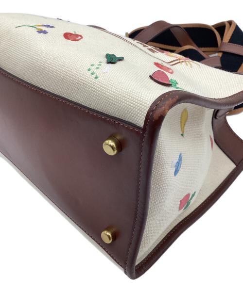 COACH（コーチ）COACH (コーチ) 2WAYバッグ フィールド トート 30 ウィズ ガーデン エンブロイダリー ブラウン×ベージュの古着・服飾アイテム