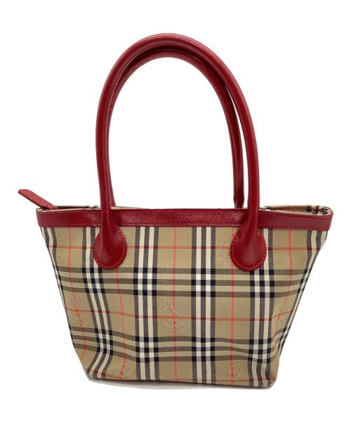 Burberry's（バーバリーズ）Burberry's (バーバリーズ) ミニトートバッグ ベージュ×レッドの古着・服飾アイテム