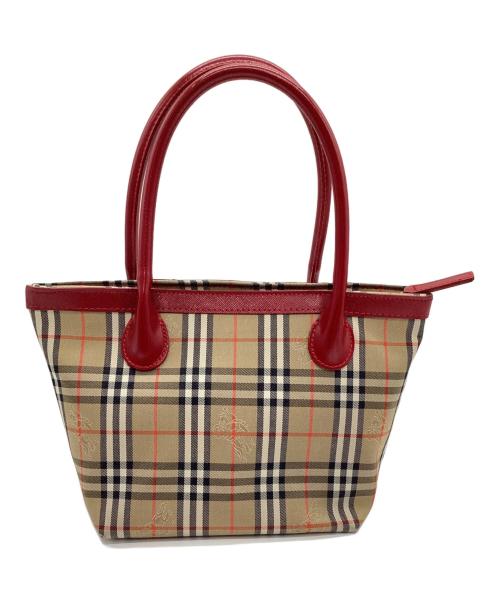 Burberry's（バーバリーズ）Burberry's (バーバリーズ) ミニトートバッグ ベージュ×レッドの古着・服飾アイテム