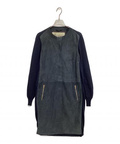 中古・古着通販】HERNO (ヘルノ) ノーカラーコート ネイビー サイズ:42