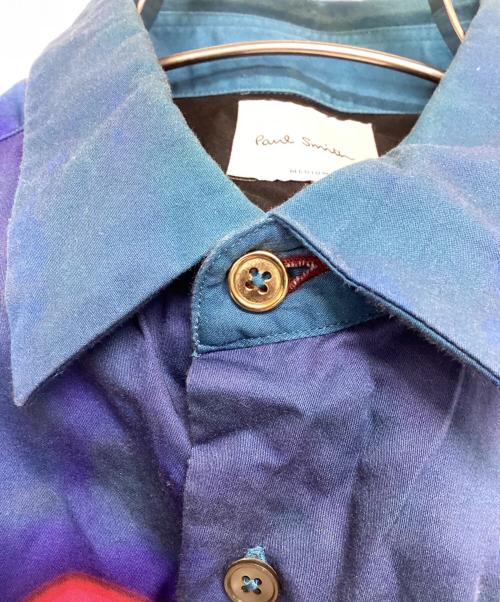 PAUL SMITH（ポールスミス）Paul Smith (ポールスミス) 長袖シャツ フォトグラフィックプリントシャツ ブルー×マルチカラー サイズ:Ｍの古着・服飾アイテム