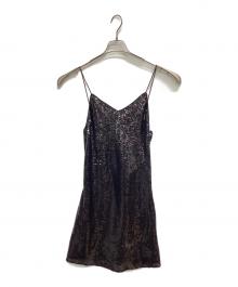 COACH（コーチ）の古着「ノースリーブ・キャミソールワンピース SEQUIN SHORT CAMI DRESS」｜ブラック