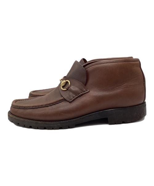 GUCCI（グッチ）GUCCI (グッチ) ホースビットチャッカブーツ ブラウン サイズ:42の古着・服飾アイテム