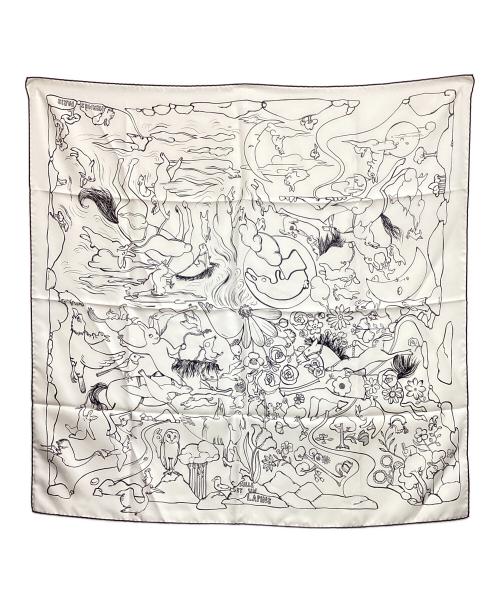 HERMES（エルメス）HERMES (エルメス) スカーフ カレ90 千と一のウサギ ホワイトの古着・服飾アイテム