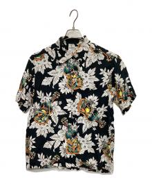 Sun Surf（サンサーフ）の古着「アロハシャツ RAYON S/S "UKULELE MELODY"」｜ブラック×オレンジ