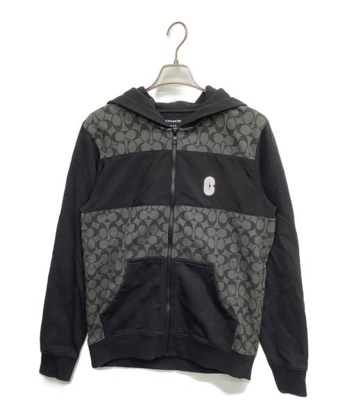 COACH（コーチ）COACH (コーチ) ジップパーカー シグネチャー ブラック サイズ:Sの古着・服飾アイテム
