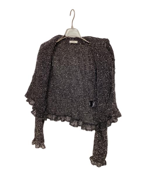 CLANE（クラネ）CLANE (クラネ) 薄手カーディガン ブラック×ホワイト サイズ:1の古着・服飾アイテム