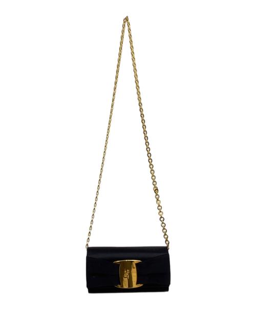Salvatore Ferragamo（サルヴァトーレ フェラガモ）Salvatore Ferragamo (サルヴァトーレ フェラガモ) チェーンショルダーバッグ ヴァラリボン ブラックの古着・服飾アイテム