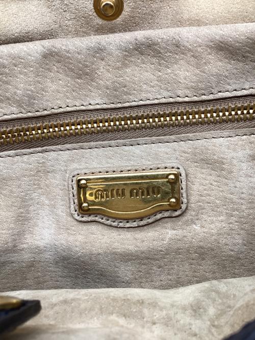 MIU MIU（ミュウミュウ）MIU MIU (ミュウミュウ) 2WAYショルダーバッグ ネイビー×ブラウンの古着・服飾アイテム