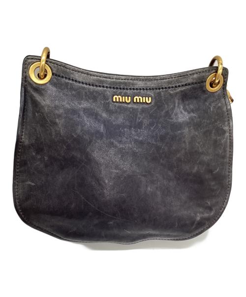 MIU MIU（ミュウミュウ）MIU MIU (ミュウミュウ) 2WAYショルダーバッグ ネイビー×ブラウンの古着・服飾アイテム