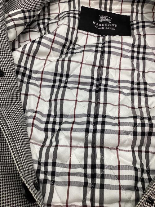 BURBERRY BLACK LABEL（バーバリーブラックレーベル）BURBERRY BLACK LABEL (バーバリーブラックレーベル) ステンカラーコート ブラック×ホワイト サイズ:Ｍの古着・服飾アイテム