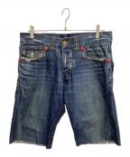 DSQUARED2ディースクエアード）の古着「デニムハーフパンツ TWINS RANGE」｜インディゴ