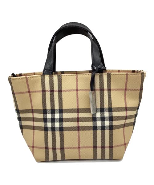 BURBERRY LONDON（バーバリーロンドン）BURBERRY LONDON (バーバリーロンドン) 舟型ハンドバッグ ノバチェック ベージュの古着・服飾アイテム