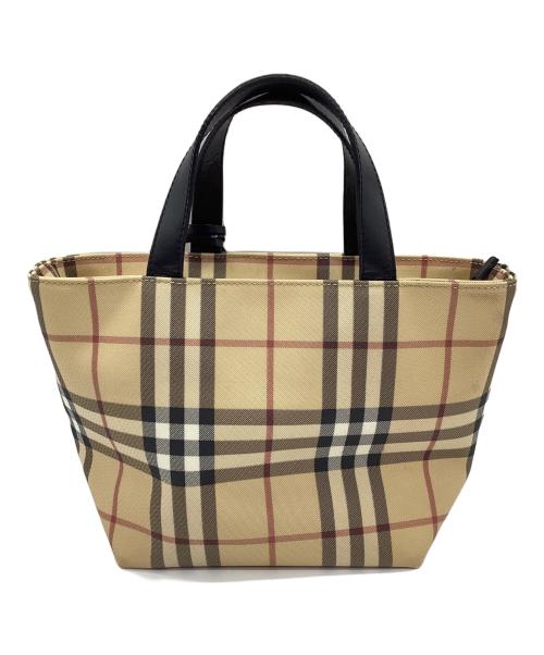 BURBERRY LONDON（バーバリーロンドン）BURBERRY LONDON (バーバリーロンドン) 舟型ハンドバッグ ノバチェック ベージュの古着・服飾アイテム